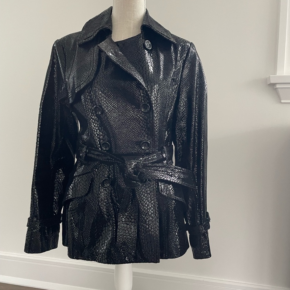 Via Spiga SNAKE SKIN BLACK glossy jacket coat szLG